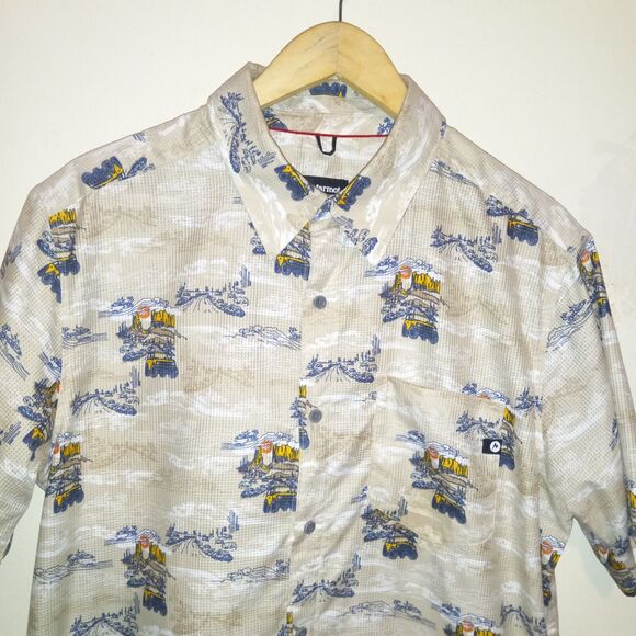 Marmot x Bronco Syrocco Button Front Shirt-Large-Vented-Quick Dry-UPF-Pocket - Picture 2 of 10